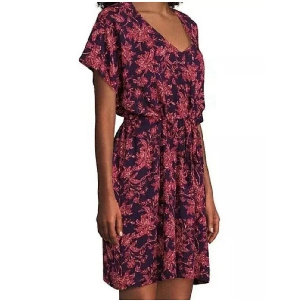Lands' End Women's XL/XXL Swim Cover-Up Dress Floral Purple Pink 100% Modal